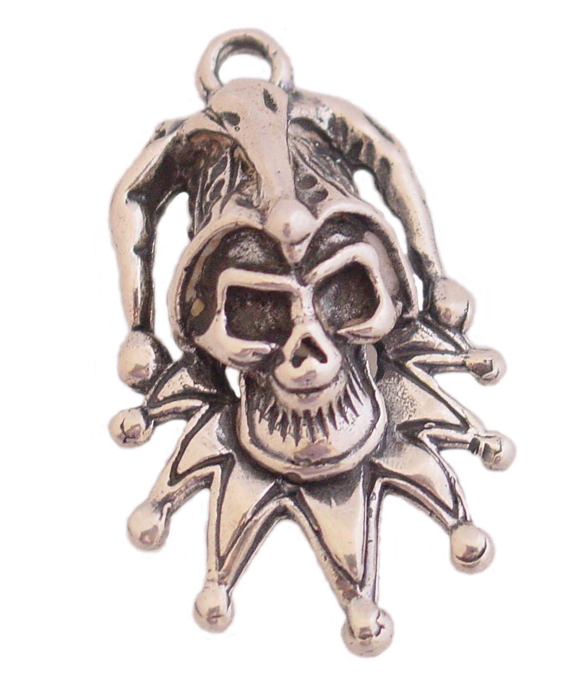 Sterling Silver Large Jester Skull Pendant Charm